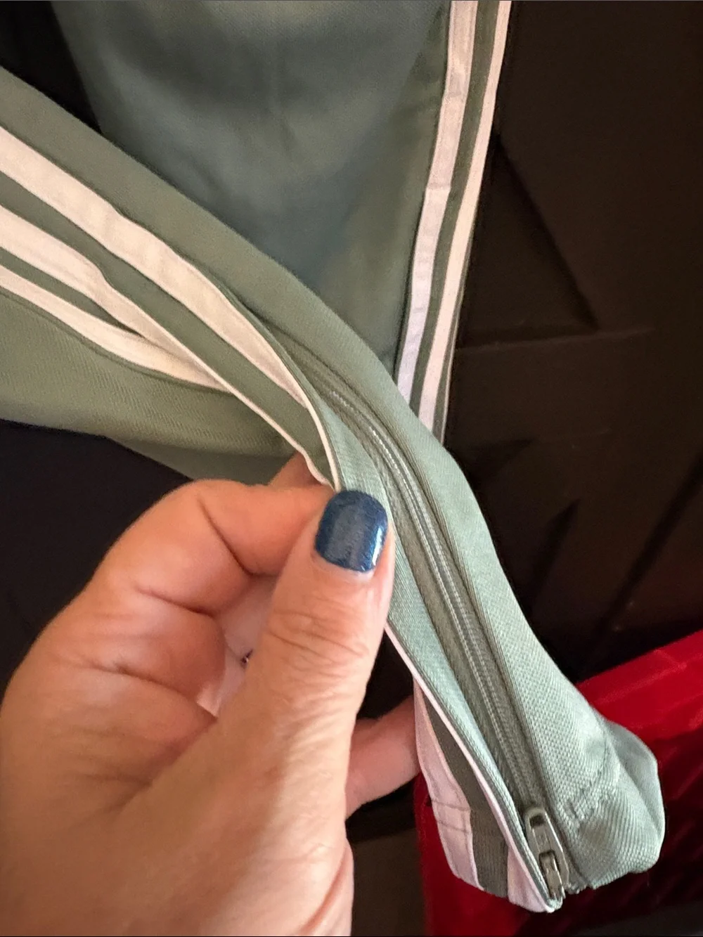 adidas Light Sage Green Joggers with White Side Stripes